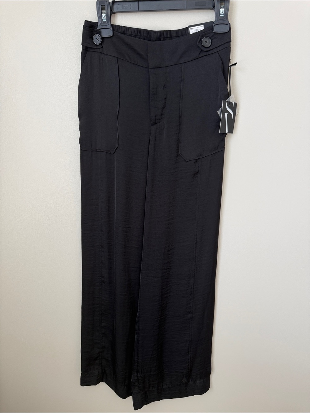 Simply Vera Vera Wang Black Wide-Leg Pull-On Pants with Button Tabs